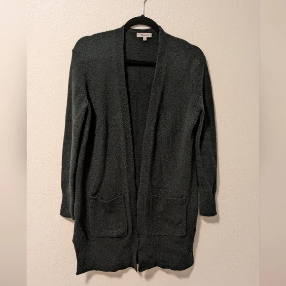 Madewell Kent Open-Front Cardigan In Forest Green - Picture 2 of 6